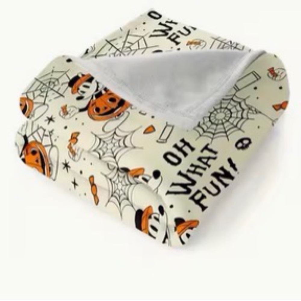 Mickey Mouse Halloween Blanket Spiderwebs Candy Jack o Lanterns Plush Throw